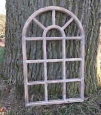 Sprossenfenster Dekorahmen Bilderrahmen 14 Felder halbrund Holz braun 58cm 0 Vk.