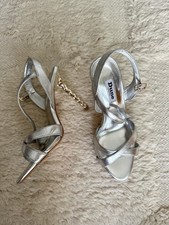 Dune London Absatz Sandalette/ High Heels/ Riemchen Silber 39 Neu/ungetragen