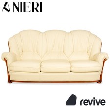 Nieri Leder Dreisitzer Creme Beige Eierschale Sofa Couch