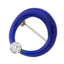 Brosche Diamanten Emaille 750er Weiß- und Gelbgold