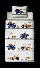 Kuschelige Bagger & LKW Baby/Kinder Bettwäsche in Flanell 40x60 100x135 NEU