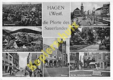 Hagen AK Sauerland Mehrbild frankiert 1955 Bahnhof Stadtmitte Hohenzollernstr