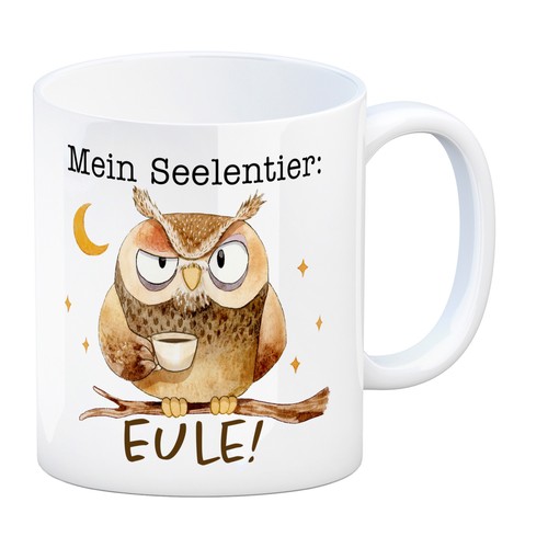 Eule kaffeebecher mit spruch - eule,