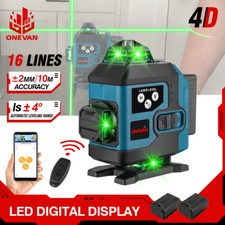 4D 16 Line Laser Level Wasserwaage Kit 360° Kreuzlinienlaser Selbstnivellierend