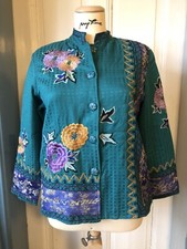 Bestickte Indigo Moon Jacke, Größe 42