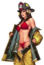 PinUp Aufkleber Firefighter