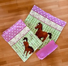 Bettwäsche mit Laken f. Kinder, Pferdemotiv, 135x200 und 80x80 - super kuschelig