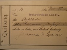Ruder-Club e.V. in Stralsund , 1928  , alter Scheck / Beleg !!