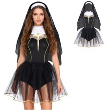 Damen Nonne Kostüme Freug Cosplay Halloween Fancy Kleid Kirche Kostüm Clubwear