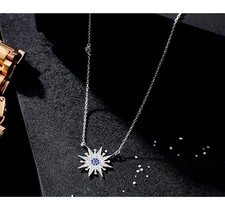 Kette Halskette mit Anhänger Sterling Silber S925 Stempel Geschenk Sonne Stern