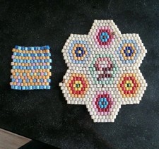 DDR Glasperlen  / Walzenperlen Untersetzer  2 Stück