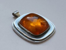Schöner Bernstein Anhänger Silber 835 Vintage art deco XXL