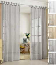 2xGardinen transparent mit Schlaufen Leinen Optik Farbe Größe optional e646-2