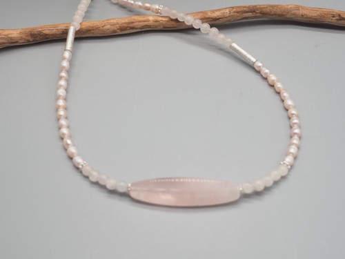 Rosenquarz perlen kette - perlen,