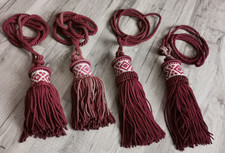 4 x alte Quaste/Raffhalter  rot ~ 92 - 104 cm Kordel Troddel Gardinen Vorhänge
