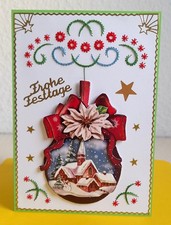 3D-Grußkarte Fadengrafik Weihnachten " Winterdorf "