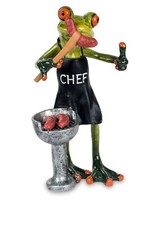 formano Dekofigur Frosch mit Grill Wurst 17cm Froschfigur Kunststein glänzend