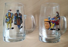 Glaskrug (Bierglas) mit Henkel, Bild und Trinkspruch, Humpen (2 Stück) 0,5 Liter