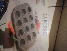 Kaiser La Forme Duo Backform Mini-Pizza Muffinblech Metall Silber 12 Mulden