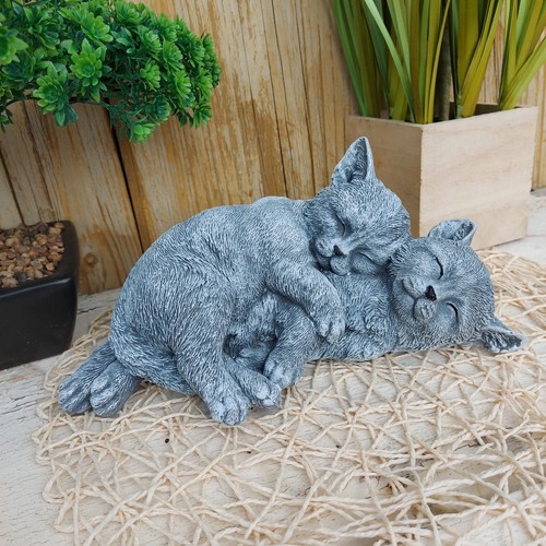 Steinfigur katzen kuschelnd - steinfigur,