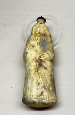 Biedermeier Christbaumschmuck Figur Weihnachtsmann Santa Gold Glas 16cm Kugel