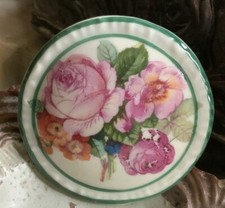 Vintage Bavaria Schumann Porzellan Brosche Anstecknadel Floral Rosa Rosen
