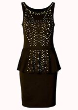 Nieten-Kleid mit Schößchen Gr. 36 Schwarz Cocktailkleid Damen Abendkleid Neu