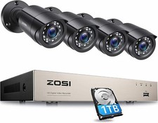 ZOSI 8CH H265+ 1080P Überwachungskamera Set Außen CCTV 1TB HDD 4X Bullet Kamera