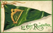 Präge Ak Glücksklee, Kleine Harfe, Grüne Fahne - 4575693