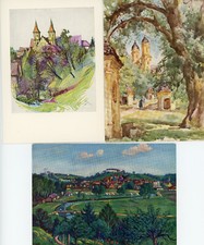 3 Künstlerkarten von Ellwangen - Karl Stirner  / Erich Pörner / Hans Baumgärtner