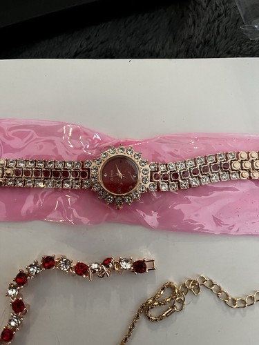 Uhr set rot - set,, rot-rosé