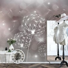 Fototapete Pusteblumen Wohnzimmer Schlafzimmer Grau Beige Vlies Tapete 9174a