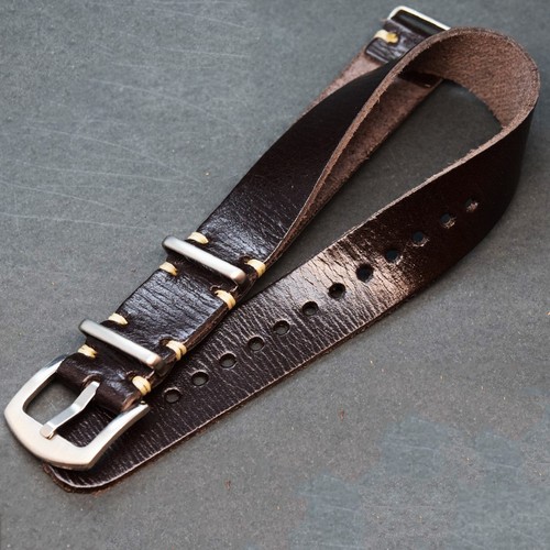 Leder armband military - military, watch