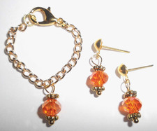 %***Barbie Schmuck*Halskette ca.7cm*Ohrring/Stecker*Hellorange-goldfarben***%