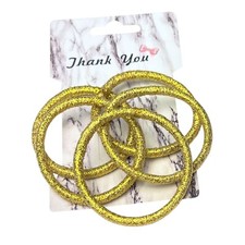 5 x elastische Haargummis Haarbinder Zopfgummis metallfrei gold Ø außen ca. 5 cm