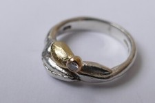 Design Ring Goldinlay mit einem Brillanten 925 Silber um 1990 ring silver