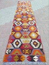 Flur Teppich, Vintage Türkischer Kelim Läufer 23"X121" Langer Gang Teppich, T...
