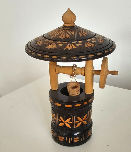 Deko holz brunnen mit - kl.,