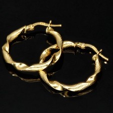 Twist Creolen Ohrringe 585 14K Echt Gold NEU Damen Geschenk Idee B-day Weihnacht