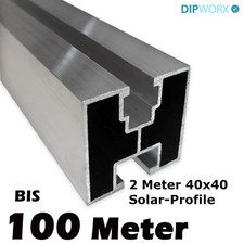 6 - 100 METER ALU PV Solarprofil 40x40 Nut 8 - Nut 10 Solarschiene Montageprofil