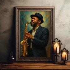 Digitales Poster Jazz Saxofonist – Musikalische Wandkunst – JPEG
