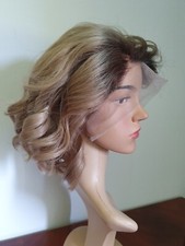 Hellblond/ dumkelbraum) perücke lace front , 100% Echthaare wig