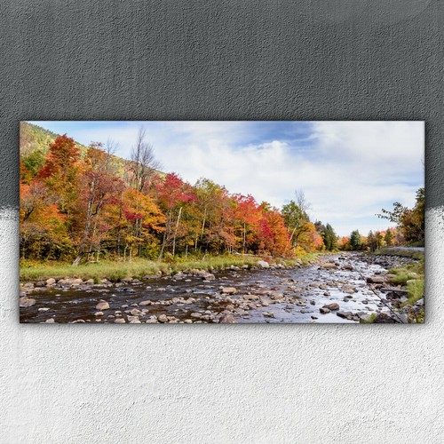 Herbst bäume fluss 100x50 - herbst,