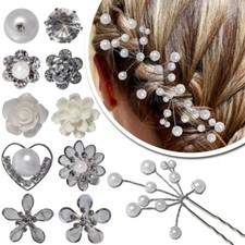 Set Haarnadeln Curlie Hochzeit Blume Herz Perle Strass Haarschmuck Braut Damen 