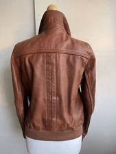 MANGO MNG Lederjacke Blouson Camel Hellbraun Tan 34 36 S M Echtes Leder