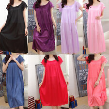 Damen Satin Nachtkleid Lange