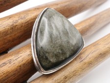 GJ69 OBSIDIAN BRAUn SCHIMMER   OPULENTER RING SILBER-RING (19,4) UNIKAT