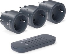 Funksteckdosen 3er Set 1x Fernbedienung 2300 Watt bis 30m Funkschalter Anthrazit
