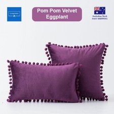 Velvet cushion cover - cushion, pom