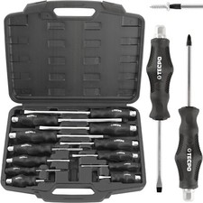 TECPO SCHRAUBENDREHER SATZ 12-tlg. MAGNET SCHRAUBENZIEHER KREUZ SCHLITZ WERKZEUG